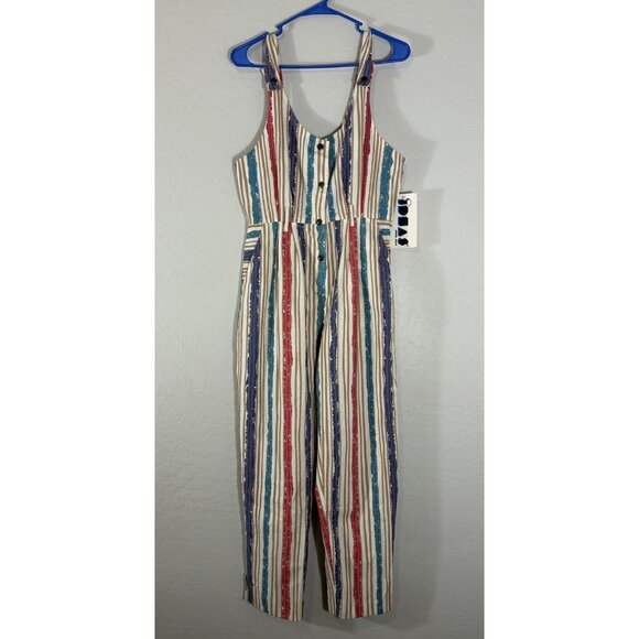IDEAS APPAREL Pants - Vintage Retro 80’s 90’s Y2K Striped NWT Button Front Jumpsuit Size‎ 9/10